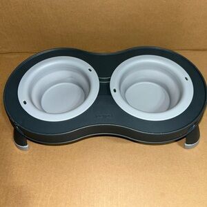 Petmate Dual Feeding Station Brand Dexas Collapsible Travel  Feeders  Gray
